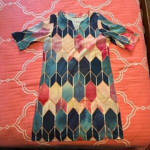 Multicolor Geometric Casual Dress